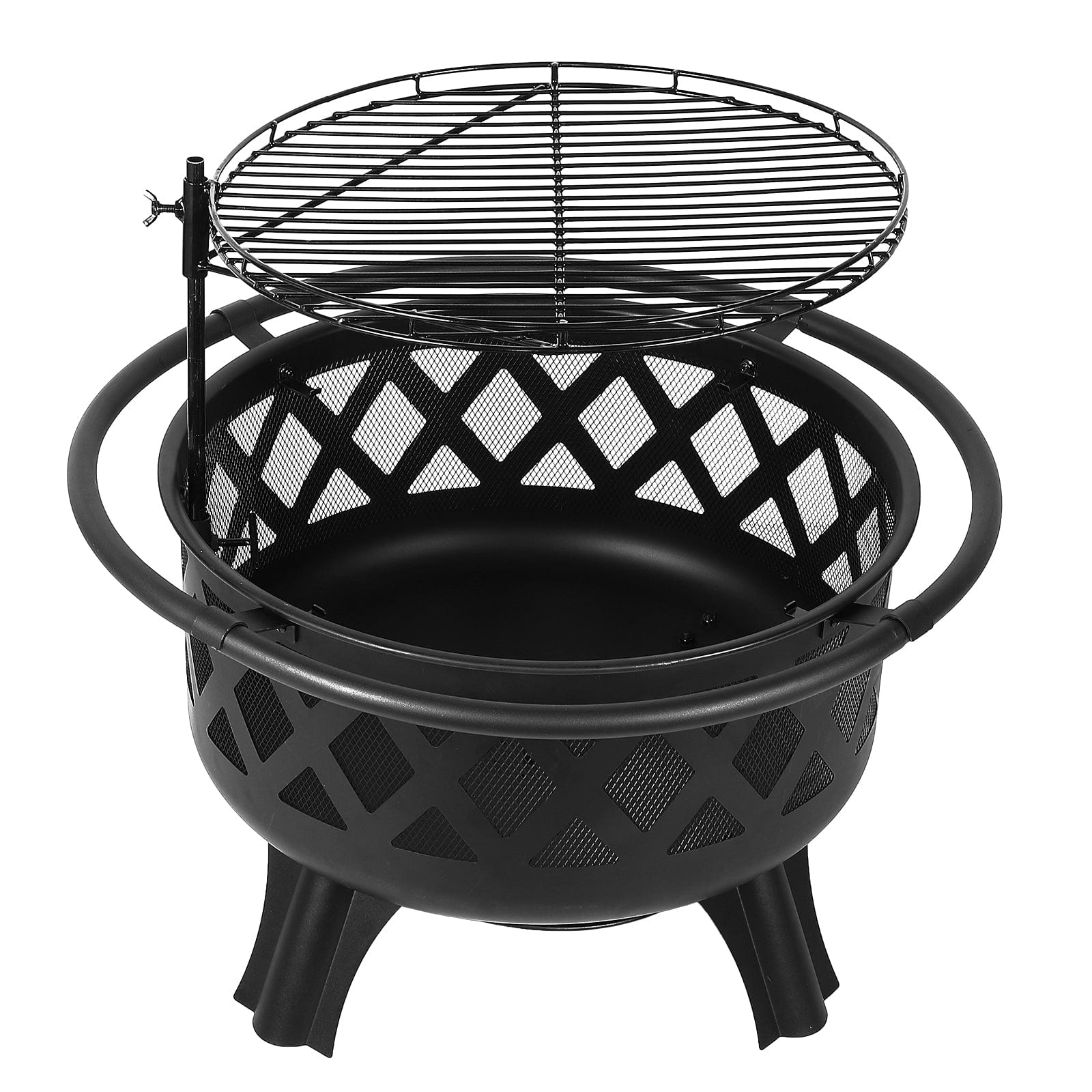 30 inch Wood Burning Fire Pit with Grill and Spark Screen - GARVEE