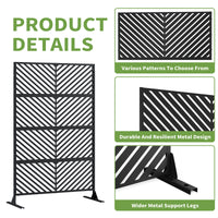 Garvee 70.1" H×35.4" W Metal Privacy Screen, Freestanding Outdoor Privacy Screen with Stable Base for Deck, Porch, Patio, Outdoor and Balcony (Consists of 4 Panels), Black