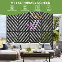 Garvee 70.1" H×35.4" W Metal Privacy Screen, Freestanding Outdoor Privacy Screen with Stable Base for Deck, Porch, Patio, Outdoor and Balcony (Consists of 4 Panels), Black
