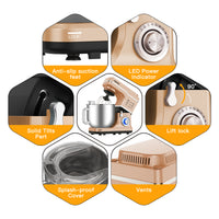 Garvee Stand Mixer, 7.5QT Capacity 10 speed Settings Electric Kitchen Mixer For Baking 660 W Food Mixer With Dough Hook, Beater And Splash Guard Champagne Gold