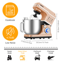 Garvee Stand Mixer, 7.5QT Capacity 10 speed Settings Electric Kitchen Mixer For Baking 660 W Food Mixer With Dough Hook, Beater And Splash Guard Champagne Gold