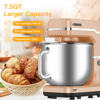 Garvee Stand Mixer, 7.5QT Capacity 10 speed Settings Electric Kitchen Mixer For Baking 660 W Food Mixer With Dough Hook, Beater And Splash Guard Champagne Gold