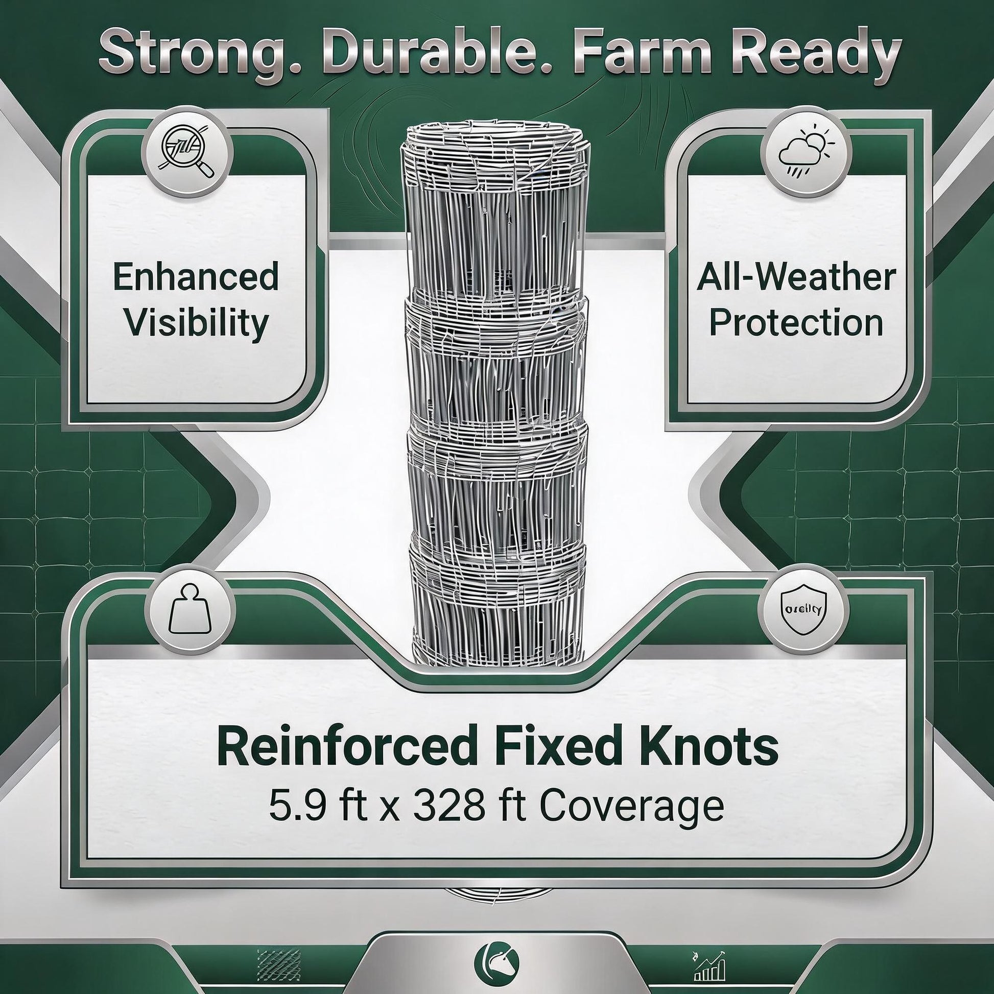 Garvee 5.9ft x 328ft Galvanized Cattle Fence, Fixed Knot Livestock Wire Fence, Heavy Duty Field Fence for Cattle Sheep Pig Deer, Rust Resistant Farm Fence for Pasture Garden