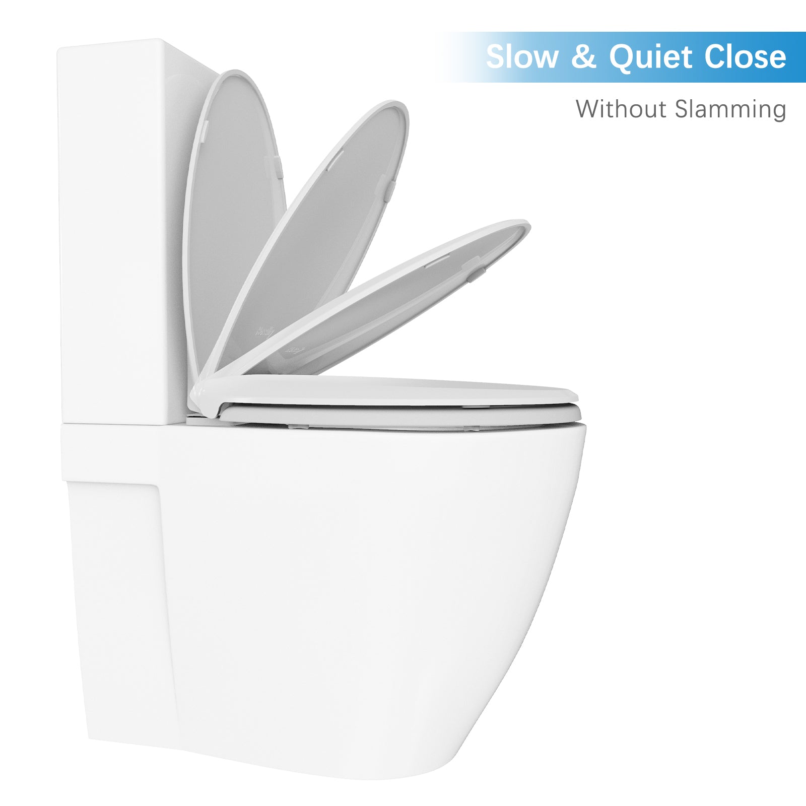 Garvee Elongated Elevated Toilet Seat – Raised, Slow-Close, Non-Slip, Tool-Free Install