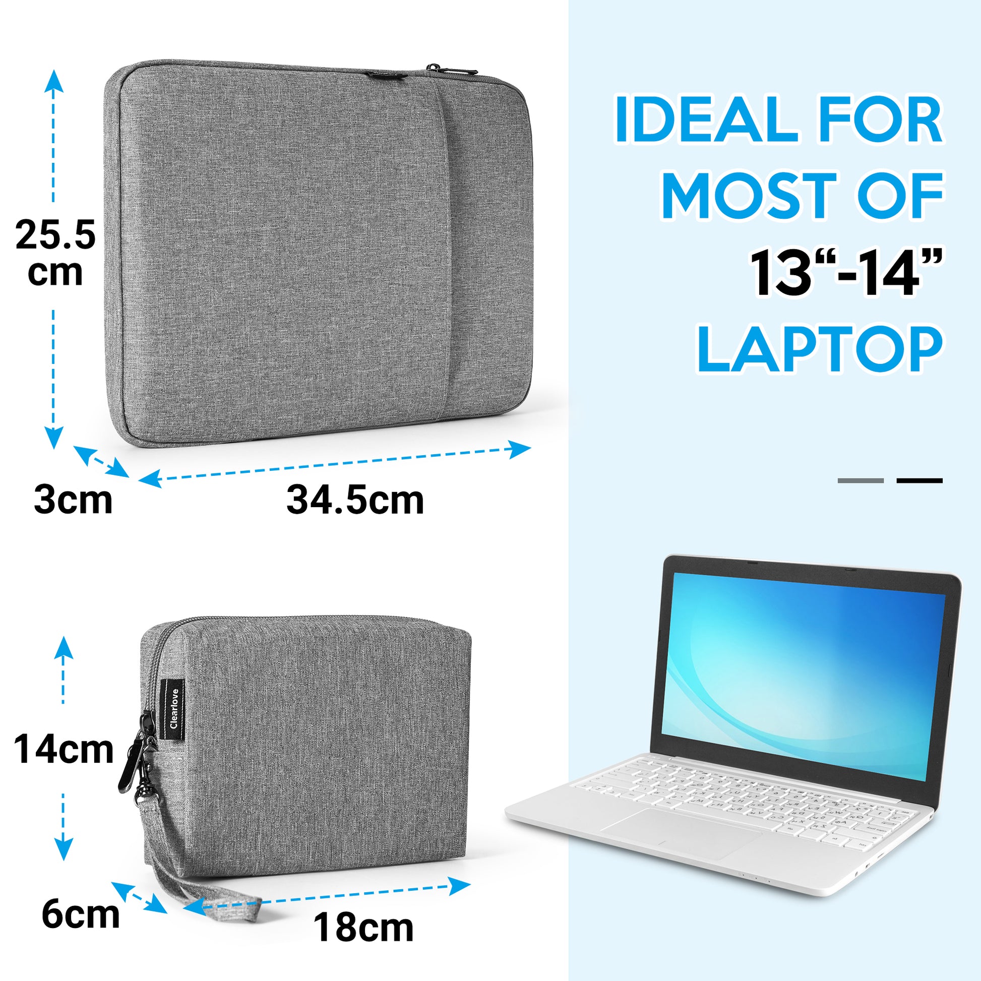 Garvee Durable 13-inch Laptop Sleeve - Compatible with MacBook, HP, Dell & More | Scratch-Proof, Waterproof, with Accessory Bag Grey