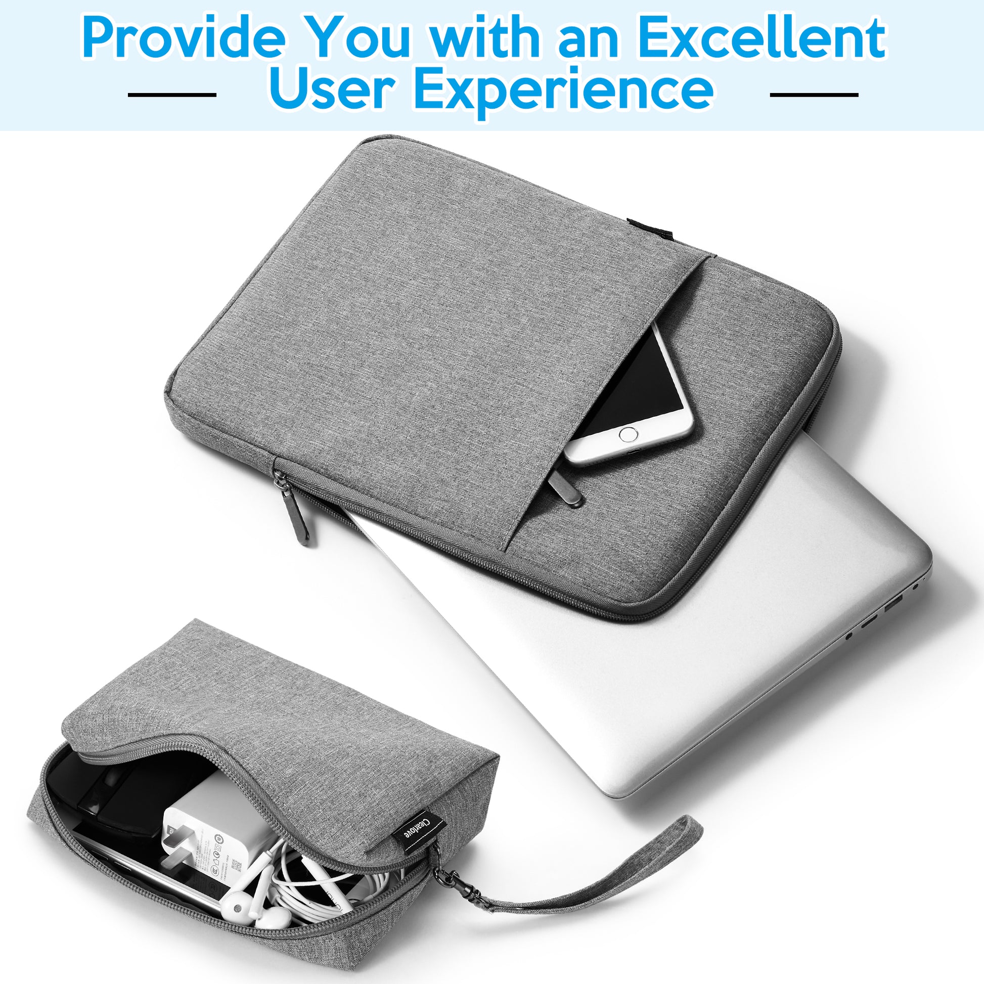 Garvee Durable 13-inch Laptop Sleeve - Compatible with MacBook, HP, Dell & More | Scratch-Proof, Waterproof, with Accessory Bag Grey