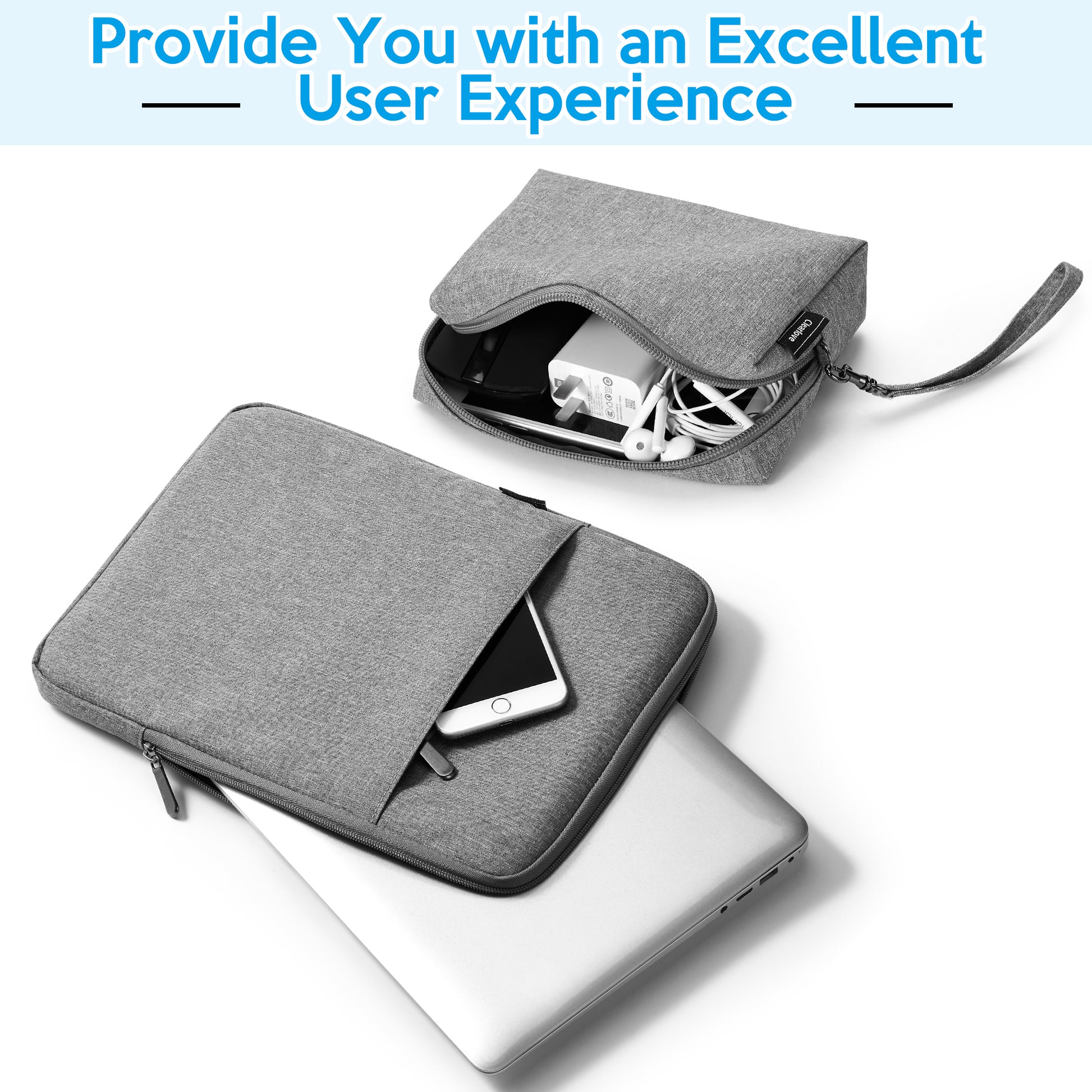 Garvee Durable 13-inch Laptop Sleeve - Compatible with MacBook, HP, Dell & More | Scratch-Proof, Waterproof, with Accessory Bag Grey