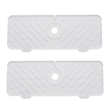 Garvee Silicone Faucet Mat, Draining Drying Pad Countertop Protector for Bathroom Kitchen Sinks, 2pcs