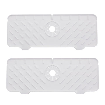 Garvee Silicone Faucet Mat, Draining Drying Pad Countertop Protector for Bathroom Kitchen Sinks, 2pcs