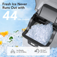 44Lbs Nugget Ice Maker for Home Office Bar, Stainless Steel - GARVEE