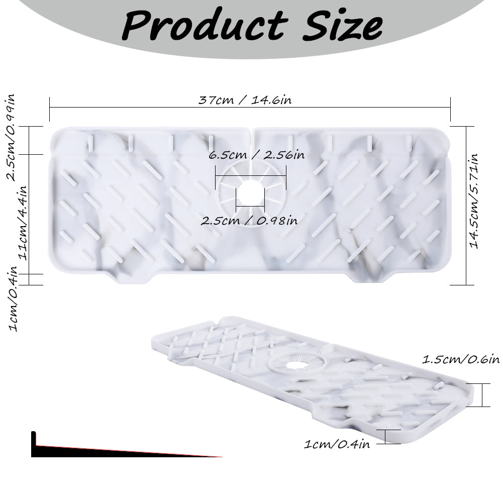 Garvee Silicone Faucet Mat, Draining Drying Pad Countertop Protector for Bathroom Kitchen Sinks, 2pcs