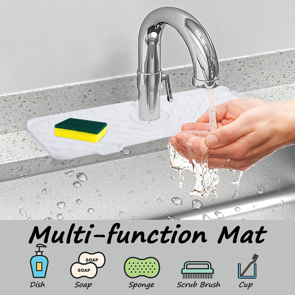 Garvee Silicone Faucet Mat, Draining Drying Pad Countertop Protector for Bathroom Kitchen Sinks, 2pcs