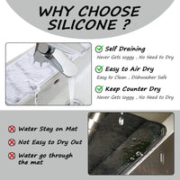 Garvee Silicone Faucet Mat, Draining Drying Pad Countertop Protector for Bathroom Kitchen Sinks, 2pcs