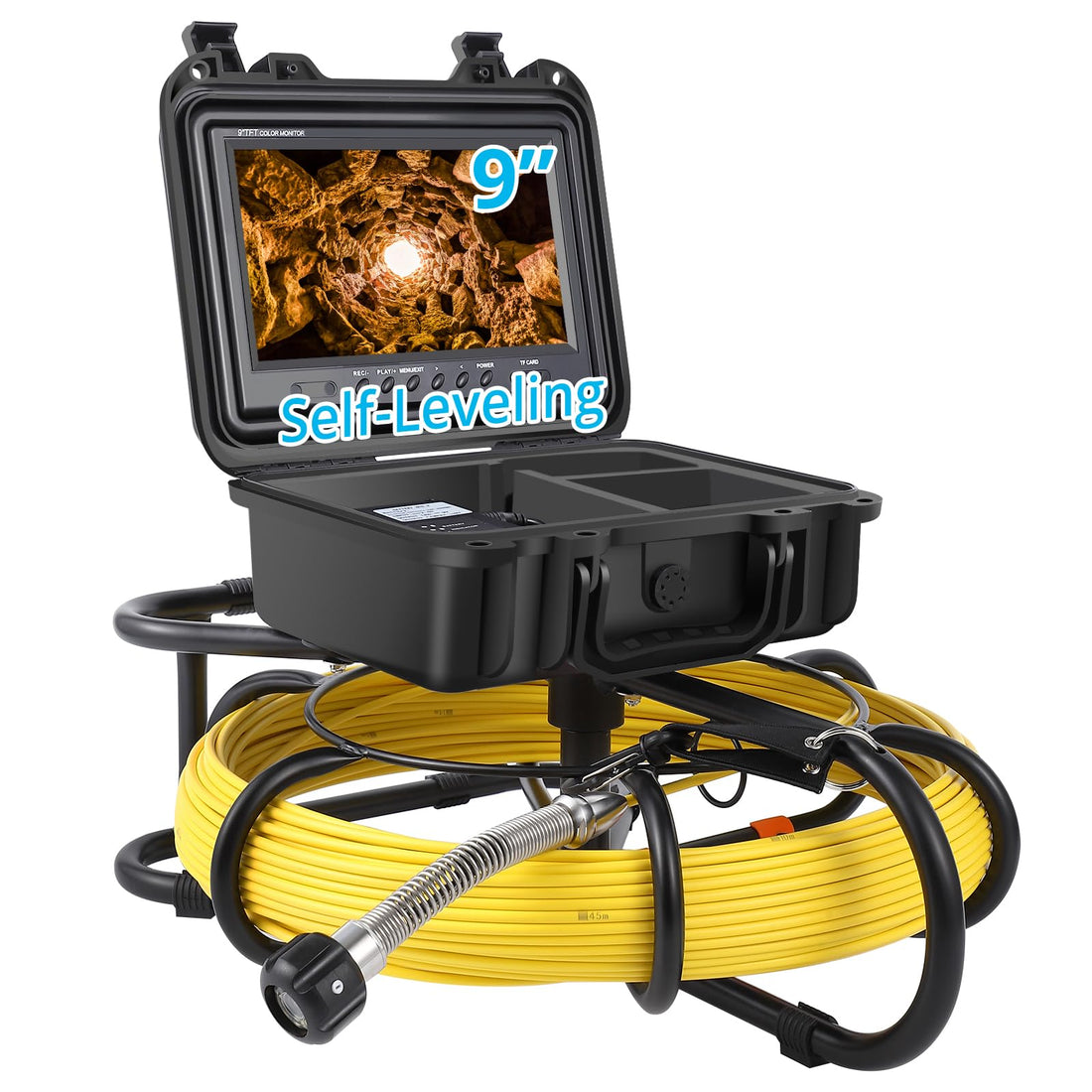 165ft Snake Camera Sewer Camera 9 Inch HD LCD DVR and Adjustable LEDs for Sewer and Drainage Pipe