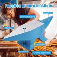 Garvee Cast Steel Anvil 132lbs Blacksmith Tool Durable High Hardness Polished Surface Drop-Forged Steel Metal Workshop Use