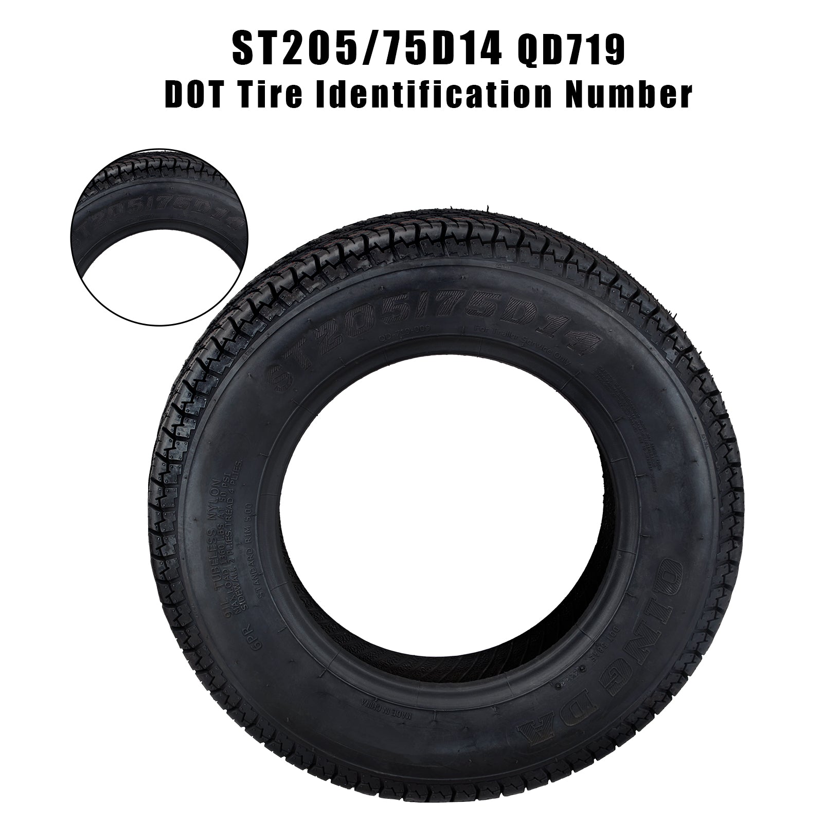 Garvee ST205/75D14 Trailer Tires, 6PR Load Range C, 14in Fuel-saving Designed Trailer Tires 205 75 14 for Travel/Camper/Landscape/Cargo/Utility/Boat/Horse/Farm/Hauler Trailer