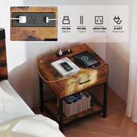 Garvee Nightstand - Bedside Table with Type-C & USB Charging Station, Modern End Table with 1-Drawer Storage, Side Table for Bedroom & Living Room