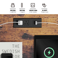 Garvee Nightstand - Bedside Table with Type-C & USB Charging Station, Modern End Table with 1-Drawer Storage, Side Table for Bedroom & Living Room