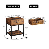 Garvee Nightstand - Bedside Table with Type-C & USB Charging Station, Modern End Table with 1-Drawer Storage, Side Table for Bedroom & Living Room