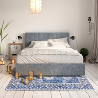 Garvee Runner Rug 2x8 Feet Washable Non-Slip Vintage Medallion Hallway Runner, Stain Resistant Traditional Distressed Kitchen Mat Laundry Entryway Carpet Runner for Doorway Bedside, Blue