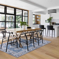 Garvee Runner Rug 2x8 Feet Washable Non-Slip Vintage Medallion Hallway Runner, Stain Resistant Traditional Distressed Kitchen Mat Laundry Entryway Carpet Runner for Doorway Bedside, Blue