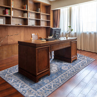 Garvee Runner Rug 2x8 Feet Washable Non-Slip Vintage Medallion Hallway Runner, Stain Resistant Traditional Distressed Kitchen Mat Laundry Entryway Carpet Runner for Doorway Bedside, Blue