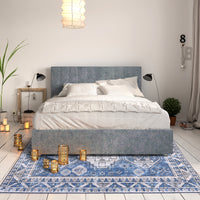 Garvee Runner Rug 2x8 Feet Washable Non-Slip Vintage Medallion Hallway Runner, Stain Resistant Traditional Distressed Kitchen Mat Laundry Entryway Carpet Runner for Doorway Bedside, Blue