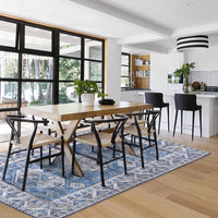 Garvee Runner Rug 2x8 Feet Washable Non-Slip Vintage Medallion Hallway Runner, Stain Resistant Traditional Distressed Kitchen Mat Laundry Entryway Carpet Runner for Doorway Bedside, Blue