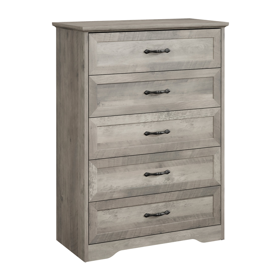 Garvee 5 Drawers Dresser for Bedroom, Chest of Drawers with Wide Metal Handle, Farmhouse Modern Wooden Dresser Storage Organizer for Bedroom, Living Room, Kids Room(Grey)