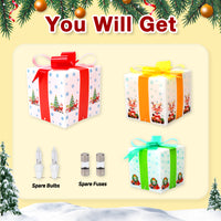 Garvee 3Pcs Christmas Lighted Gift Boxes Decorations