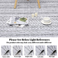 Garvee Boho Rug Grey Area Rug 6x9 Washable Rug for Living Room Rug Soft Low Pile Rug Geometric Throw Rug for Dining Room Bedroom Children's Play Room Aesthetic Rug Gray/White