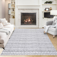 Garvee Boho Rug Grey Area Rug 6x9 Washable Rug for Living Room Rug Soft Low Pile Rug Geometric Throw Rug for Dining Room Bedroom Children's Play Room Aesthetic Rug Gray/White