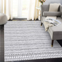 Garvee Boho Rug Grey Area Rug 6x9 Washable Rug for Living Room Rug Soft Low Pile Rug Geometric Throw Rug for Dining Room Bedroom Children's Play Room Aesthetic Rug Gray/White