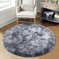 Garvee Fluffy & Sheepskin Dark Grey 2.6'-Round Area Rugs for Bedroom Plush Rug Fuzzy Rug Living Room Rugs Non-Slip Rug for Living Room Bedroom Dining Room Office