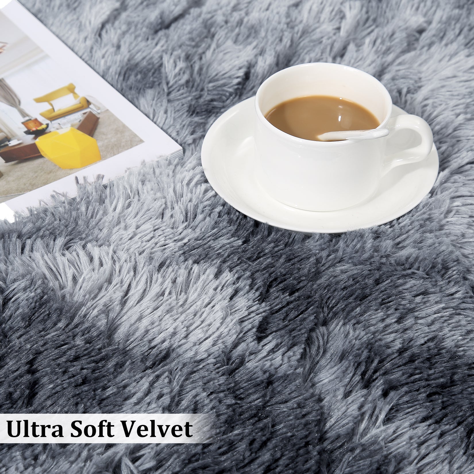 Garvee Fluffy & Sheepskin Dark Grey 2.6'-Round Area Rugs for Bedroom Plush Rug Fuzzy Rug Living Room Rugs Non-Slip Rug for Living Room Bedroom Dining Room Office