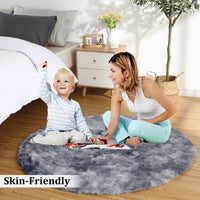Garvee Fluffy & Sheepskin Dark Grey 3.3'-Round Area Shaggy Rug Carpet for Living Room, Bedroom Dining Room Rug and Kitchen Office Nursery Non Slip Plush Rug,Round