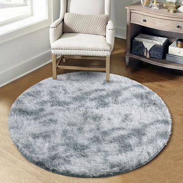 Garvee Fluffy & Sheepskin Light Grey 3.3'-Round Shag Rug Plush Shaggy Rugs Soft Area Rug for Bedroom Fluffy Area Rug Non-Slip Furry Plush Rugs Modern Accent Rug for Indoor Bedroom Living Room