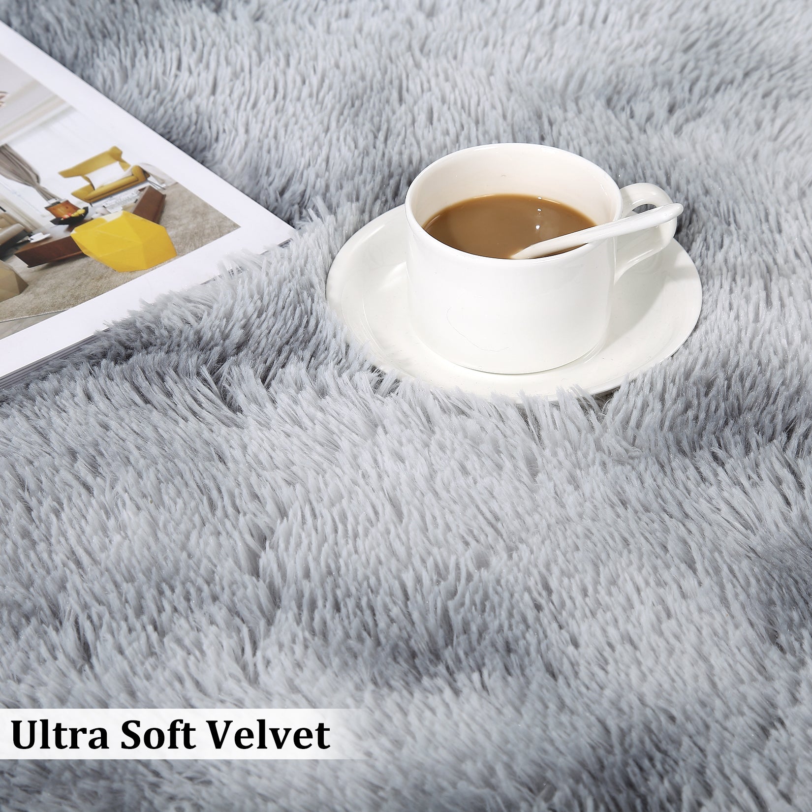 Garvee Fluffy & Sheepskin Light Grey 3.3'-Round Shag Rug Plush Shaggy Rugs Soft Area Rug for Bedroom Fluffy Area Rug Non-Slip Furry Plush Rugs Modern Accent Rug for Indoor Bedroom Living Room