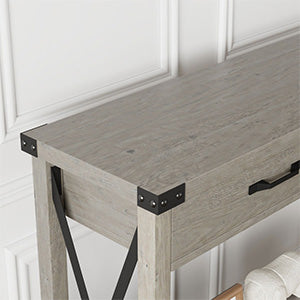 Garvee Console Table with 2 Drawers, Farmhouse Sofa Table with Storage Shelf, Accent Wood Entryway Table for Living Room, Hallway, Foyer-Grey