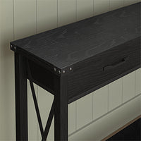 Garvee Console Table with 2 Drawers, Farmhouse Sofa Table with Storage Shelf, Accent Wood Entryway Table for Living Room, Hallway, Foyer-Black