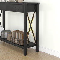 Garvee Console Table with 2 Drawers, Farmhouse Sofa Table with Storage Shelf, Accent Wood Entryway Table for Living Room, Hallway, Foyer-Black