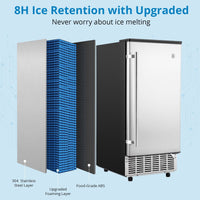 85Lbs Stainless Steel Commercial Ice Maker, Freestanding - GARVEE