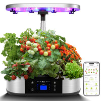 Garvee WiFi 12-Pod Hydroponics Growing System w/ APP Control – Indoor Garden Up to 30", 48W 120-LED Grow Light, Silent Pump, Timer, GS1 Max
