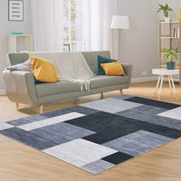 Garvee 9x12 Area Rug Modern Geometric Throw Rugs Washable Extra Large Area Rug for Bedroom Living Room Non Slip Non Shedding Home Decor Mat Contemporary Floor Cover for Dining Room Office Dorm, Grey
