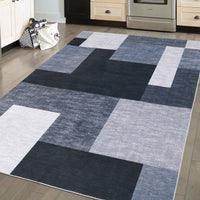 Garvee 9x12 Area Rug Modern Geometric Throw Rugs Washable Extra Large Area Rug for Bedroom Living Room Non Slip Non Shedding Home Decor Mat Contemporary Floor Cover for Dining Room Office Dorm, Grey