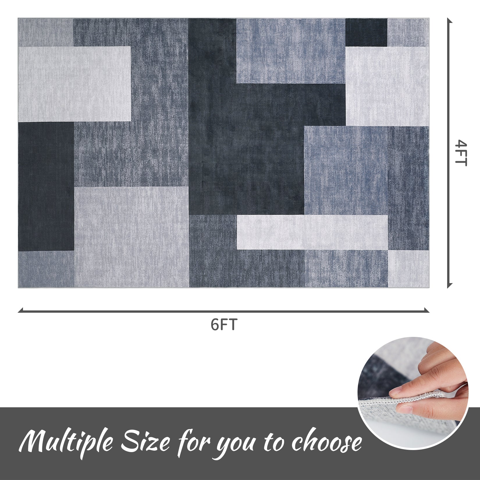 Garvee 9x12 Area Rug Modern Geometric Throw Rugs Washable Extra Large Area Rug for Bedroom Living Room Non Slip Non Shedding Home Decor Mat Contemporary Floor Cover for Dining Room Office Dorm, Grey