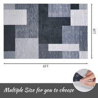 Garvee 9x12 Area Rug Modern Geometric Throw Rugs Washable Extra Large Area Rug for Bedroom Living Room Non Slip Non Shedding Home Decor Mat Contemporary Floor Cover for Dining Room Office Dorm, Grey