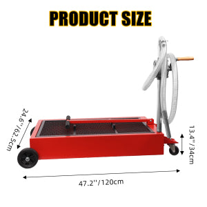 Garvee 25 Gal Hand Pump Oil Drain Pan with 95L Low Profile Oil Drain Pan - Red