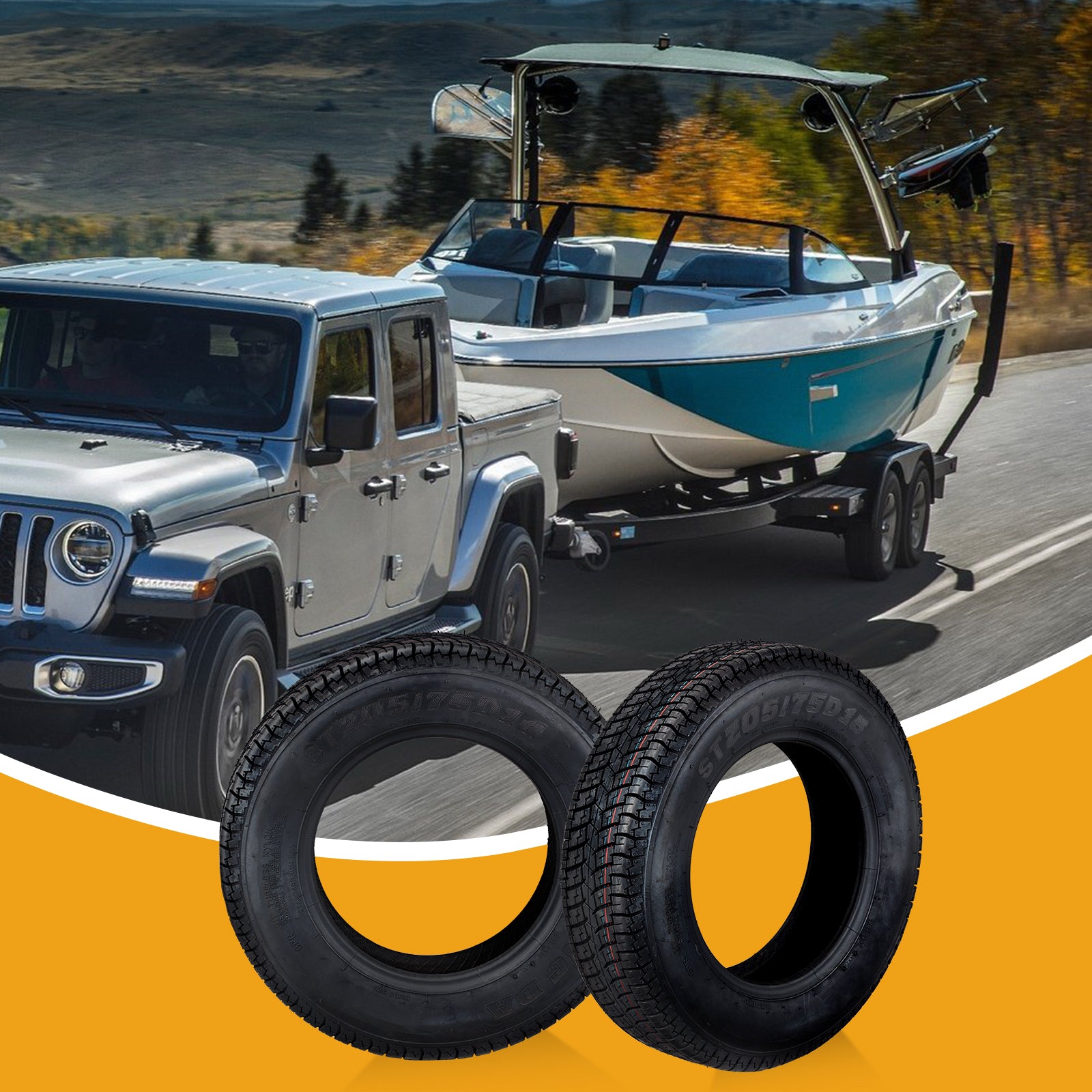 Garvee ST205/75D14 Trailer Tires, 6PR Load Range C, 14in Fuel-saving Designed Trailer Tires 205 75 14 for Travel/Camper/Landscape/Cargo/Utility/Boat/Horse/Farm/Hauler Trailer