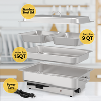 Garvee 9QT(2×1/2Pan)Electric Chafing Dish with Temperature Control, Stainless Steel Buffet Servers and Warmers, Electric Chafing Dish Set with Temperature Control for Catering